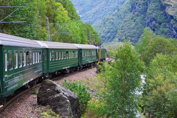 Obraz premium By train across Scandinavian mountains