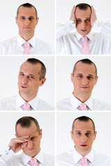 young man with different expression from face