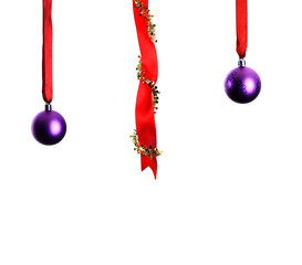 Christmas decoration with ribbons and baubles