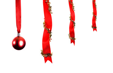 Christmas decoration with ribbons and baubles