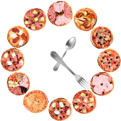 Papier Peint photo Lavable Pizzeria orologio di pizza