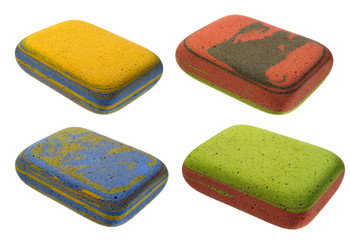 Set of isolated coloured erasers