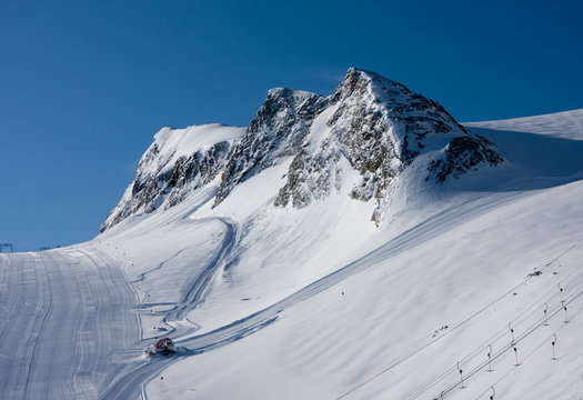 Ski slope in high alps