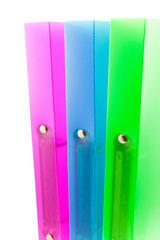 three multicolored folders