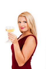 Young sexy party woman with champagne glass