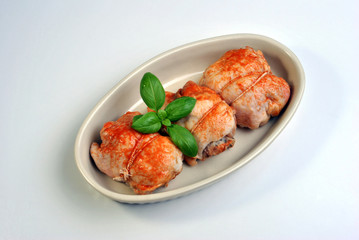 raw delicious chicken olive in a white bowl