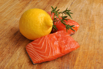 raw organic wild salmon steak from the irish west coast