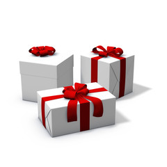 three white and red presents