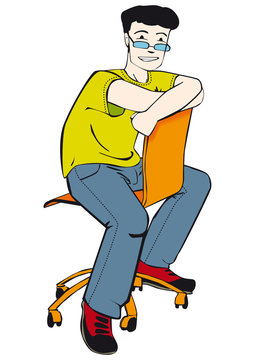 joven sentado en una silla