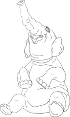 cheerful elephant sitting on the ground