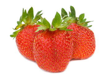 three ripe strawberries