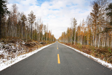 Fototapeta premium straight road vanishing into distance .