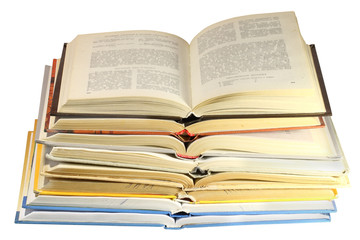 pile of open books