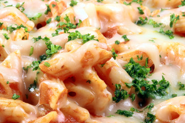 Exquisite  pasta with  fresh tomatoes sauce