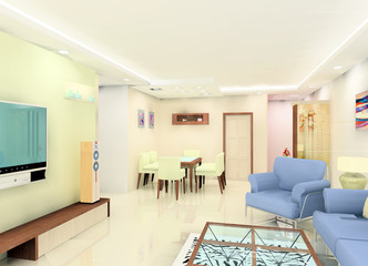 a white tone living room design