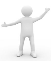 person in greeting pose. Isolated 3D image
