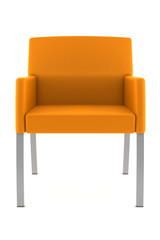 orange armchair isolated on white background with clipping path
