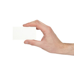 Fototapeta premium Gray card blank in a hand