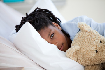 Young african american Boy in Hospital - Powered by Adobe
