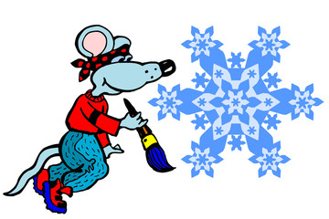 painter mouse with snowflake