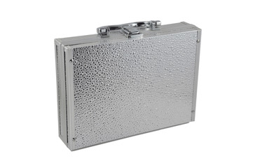 Silver case on white background