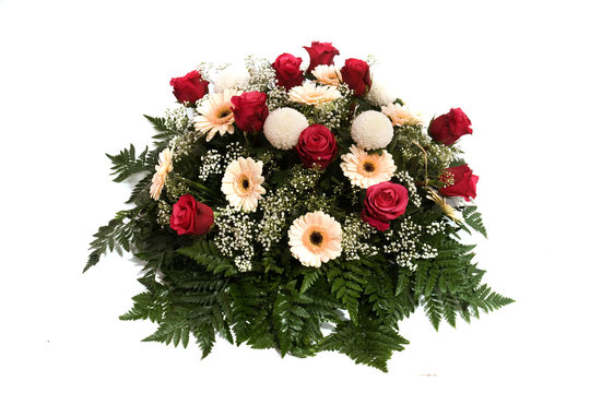 magnifique composition florale sur fond blanc