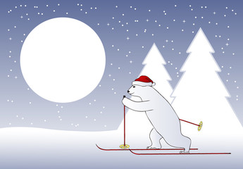 Christmas bear skier