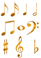 Gold music symbols