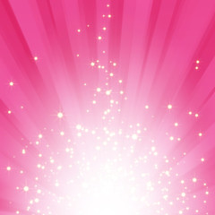 Sparkling stars on pink magenta light burst