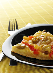 Single slice of pizza on plate