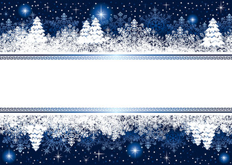 Blue Christmas background with snowflakes and stars