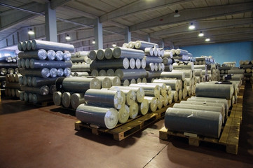Textile industry: warehouse of denim (Jeans)