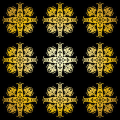 Golden ornamental background on black