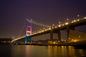 Fototapeta na wymiar Tsing Ma Bridge night view