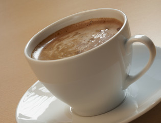 Close-up of a wonderful cup of hot coffee
