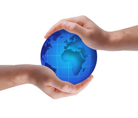 Globe in human hands