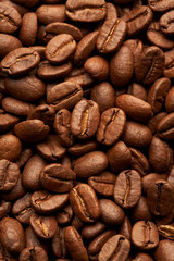 Coffe beans background, macro closeup
