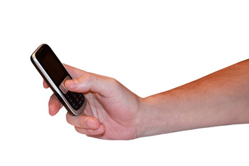 Mobile phone in human hand