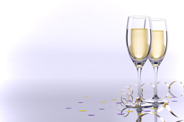 Card with two glasses of champagne with space for your text