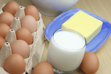 Eggs,milk and butter