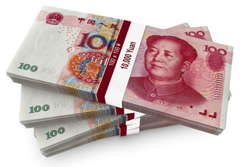 Hundred Yuan Bundles - obrazy, fototapety, plakaty