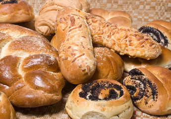 assortment of baked bread