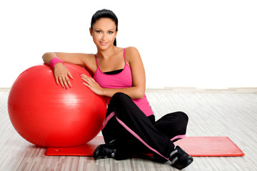 Woman with fitness ball