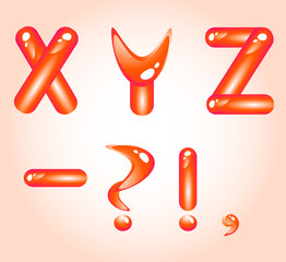 Red shiny alphabet. Part 5