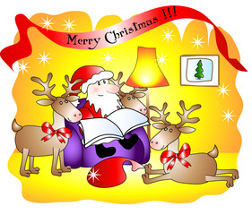Santa reading a book