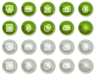 Finance web icons set 1, green and grey circle buttons series