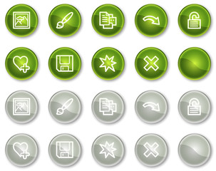 Image viewer web icons set 2, green and grey  buttons series