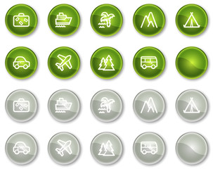 Travel web icons set 1, green and grey circle buttons series