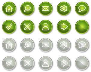 Basic web icons, green and grey circle buttons series