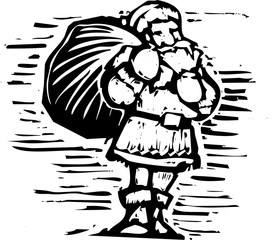 Woodcut Santa